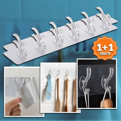 Flexibilní samolepicí věšák se 6 háčky (1+1 ZDARMA) | HEXHOOK